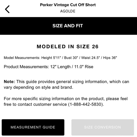 AGOLDE Parker Vintage Cut Off Short Size 26 - Picture 8 of 9